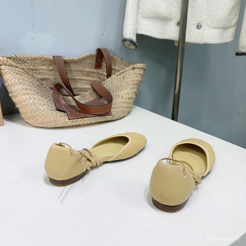 2025 Women LEMAIRE Light Yellow Lambskin Mary Jane Lace-up KFY00300