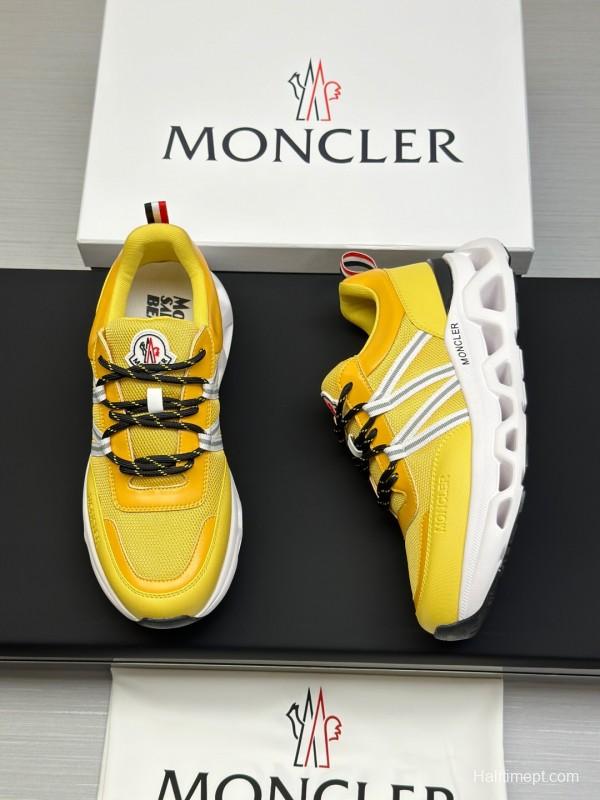 2025 Unisex Moncler Yellow Nylon Mesh Outdoor Sneakers KFY00390