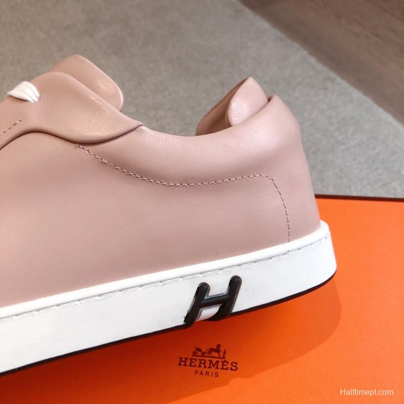 2025 Women Hermès Pink Leather Sneakers AS00380