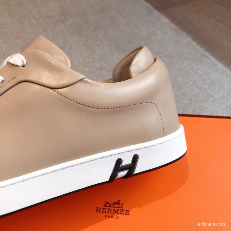2025 Unisex H Beige Leather Sneakers AS00380