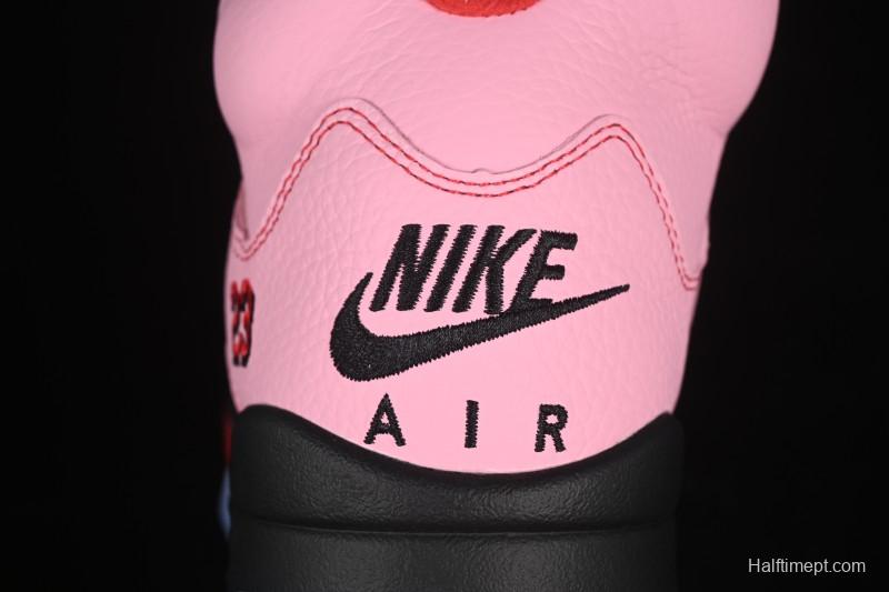 Awake NY Air Jordan 5 Retro Sneakers with Arctic Pink Colorway and Awake NY Logo Mesh - DV4982-600