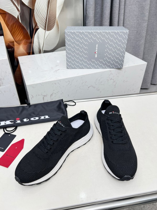 2025 Unisex Kiton Black Knit Sneakers AS00320