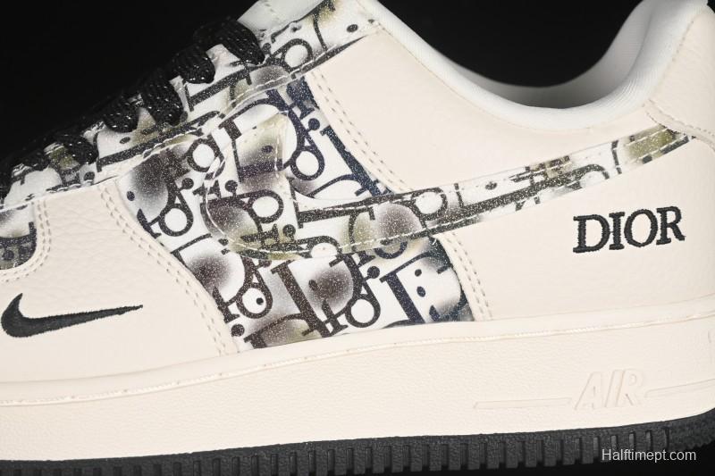Nike Air Force 1 '07 Low Dior Collaboration Gray Floral Low-Top Casual Sneakers - DF0188-064