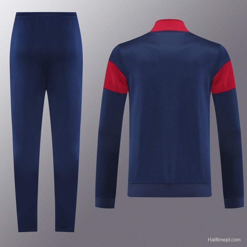 2025 Nike Red/Navy Full Hoodie Zipper Jacket +Long Pants