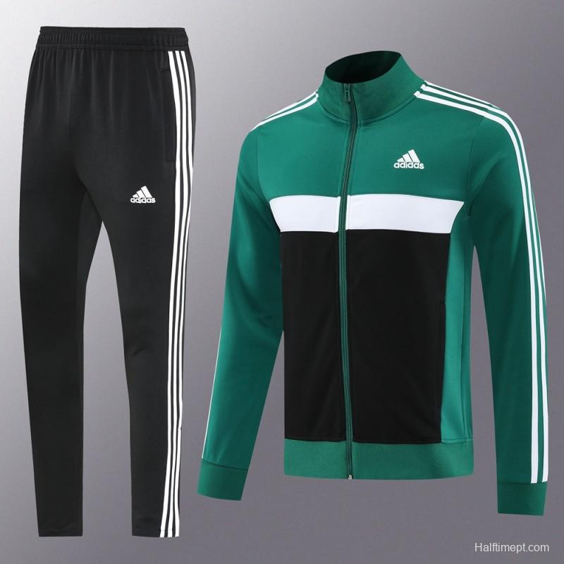 2025 Adidas Green/Black Full Zipper Jacket +Long Pants