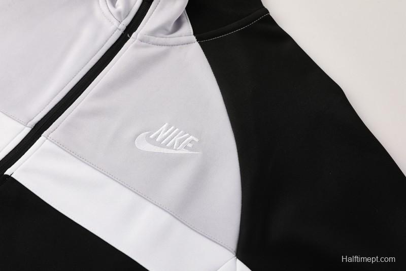 2025 Nike Grey/Black Full Hoodie Zipper Jacket +Long Pants