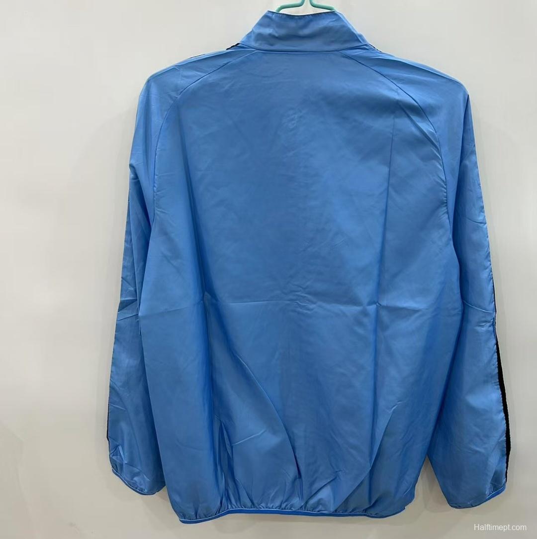 2025 Italy Light Blue/Beige with Floral Pattern Reversible Windbreaker