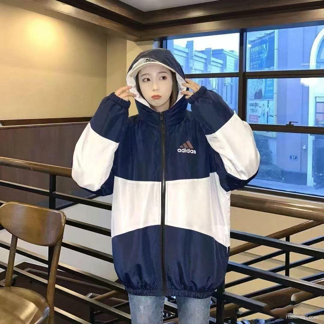 2025 Adidas White/Black/Wine Full Zipper Hoodie Windbreaker