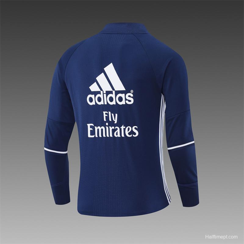 Retro 16/17 Real Madrid Royal Blue Half Zipper Jacket