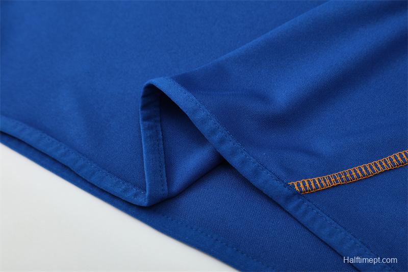 Retro 13/14 Real Madrid Color Blue Half Zipper Jacket+Long Pants