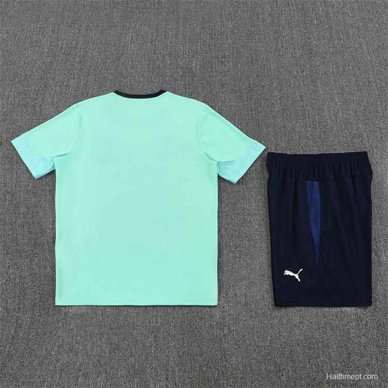 25/26 Olympique de Marseille Lake Blue Camouflage with XS Short Sleeve+Soccer Shorts