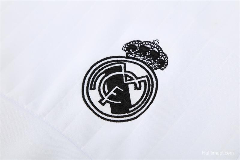 Retro 15/16 Real Madrid White Half Zipper Jacket