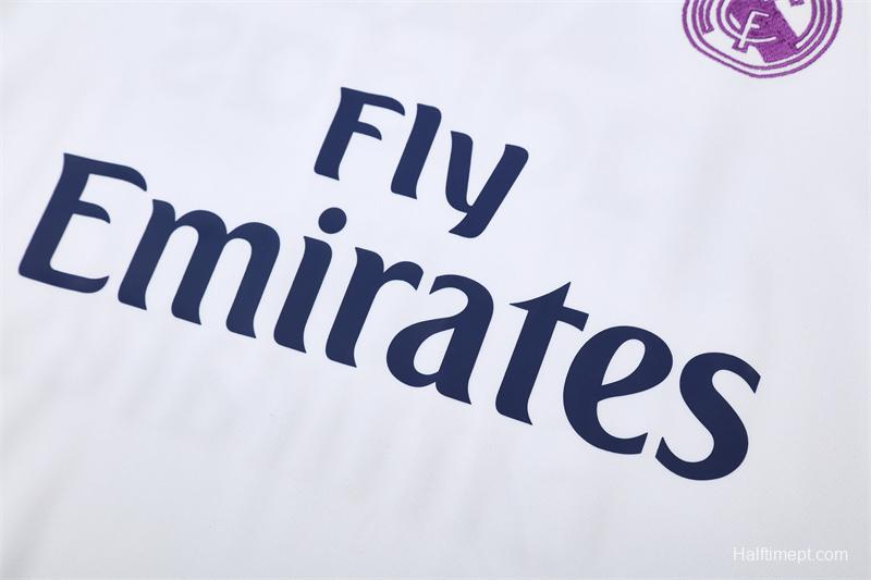 Retro 16/17 Real Madrid White Half Zipper Jacket+Long Pants