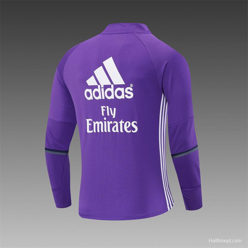 Retro 16/17 Real Madrid Purple Half Zipper Jacket