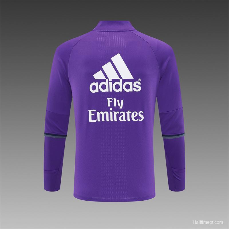 Retro 16/17 Real Madrid Purple Half Zipper Jacket