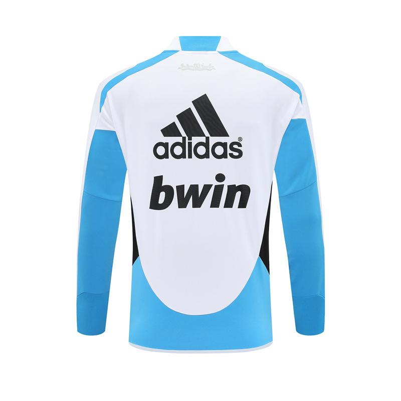 Retro 12/13 Real Madrid White/Blue Half Zipper Jacket+Long Pants