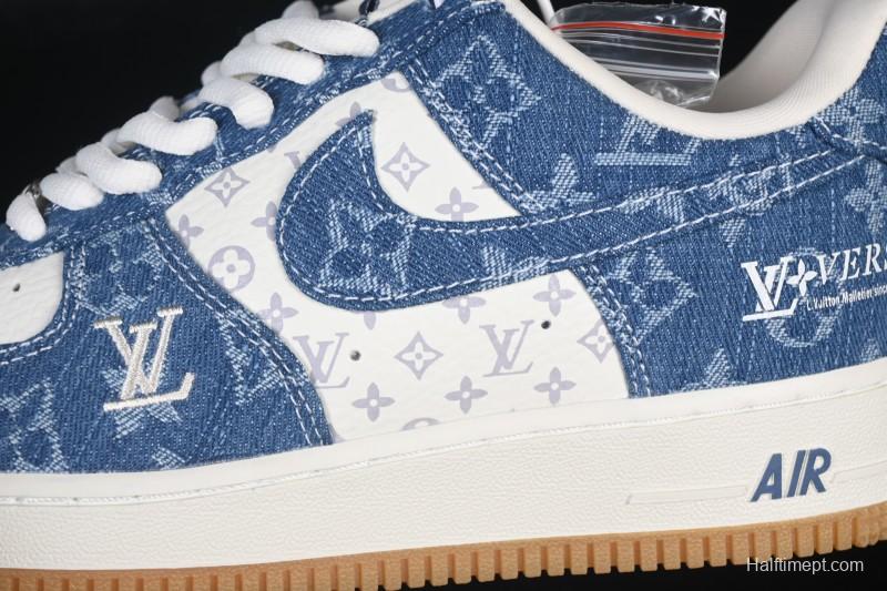 Nike Air Force 1 '07 Low LV Collaboration White Navy Blue Casual Sneakers - YF9511-813