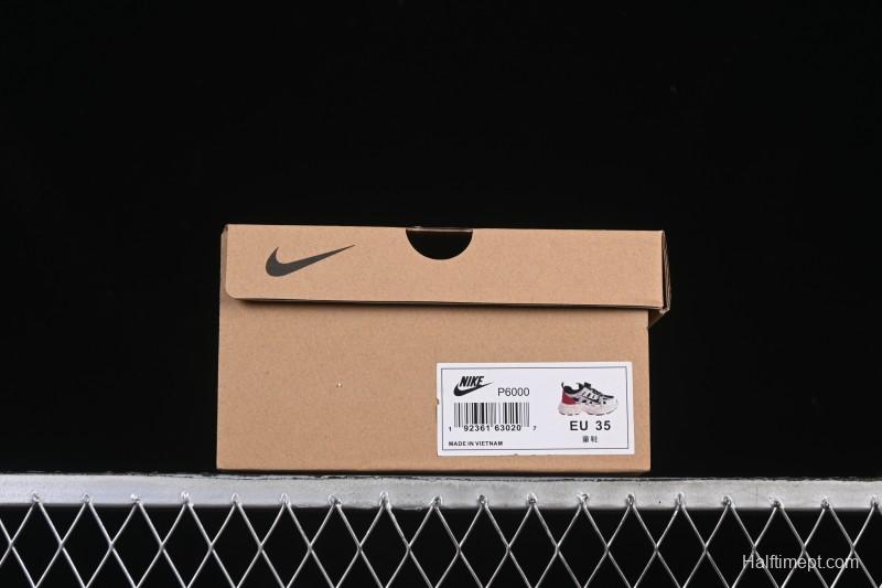 Nike P-6000 Retro Casual Sports Kids Shoes - Silver Red Black Swoosh
