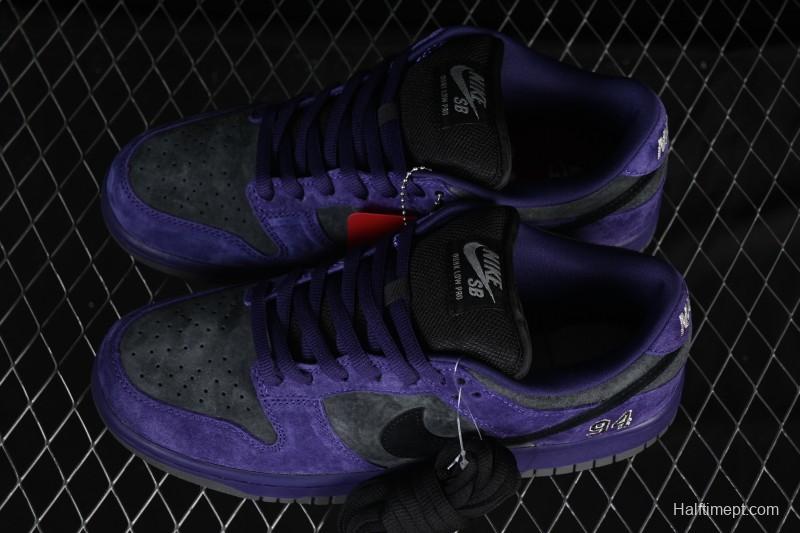 Nike Supreme x Dunk SB Dunk Low Casual Skate Shoes Gray Purple - HQ8487-500