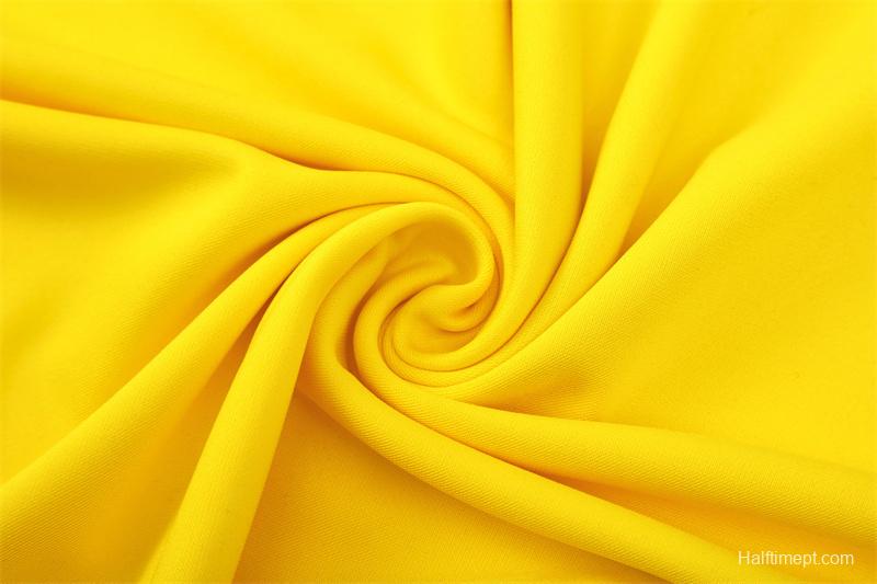 2002 Brazil Yellow Half Zipper Jacket+Long Pants