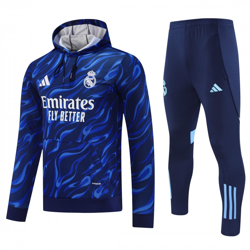 25/26 Real Madrid Blue Hoodie +Long Pants