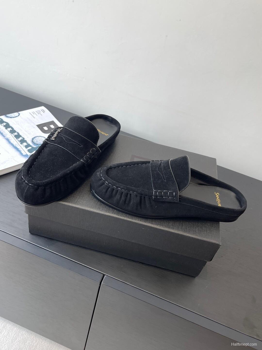 Saint Laurent Classic Loafer Mule Flat Shoes - KFY00320