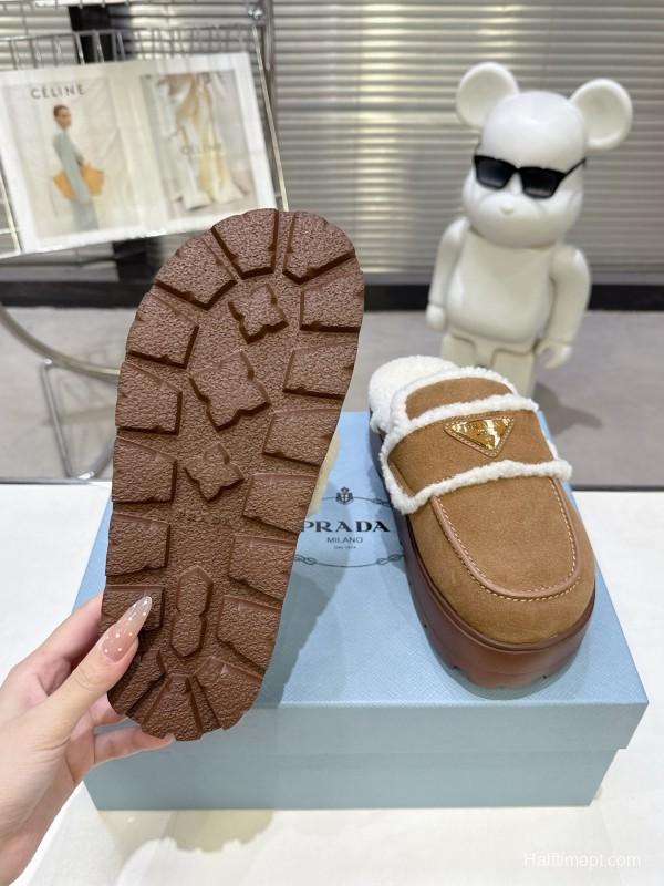 Prada 2025 SS Early Spring Fur Slippers - KFY00280