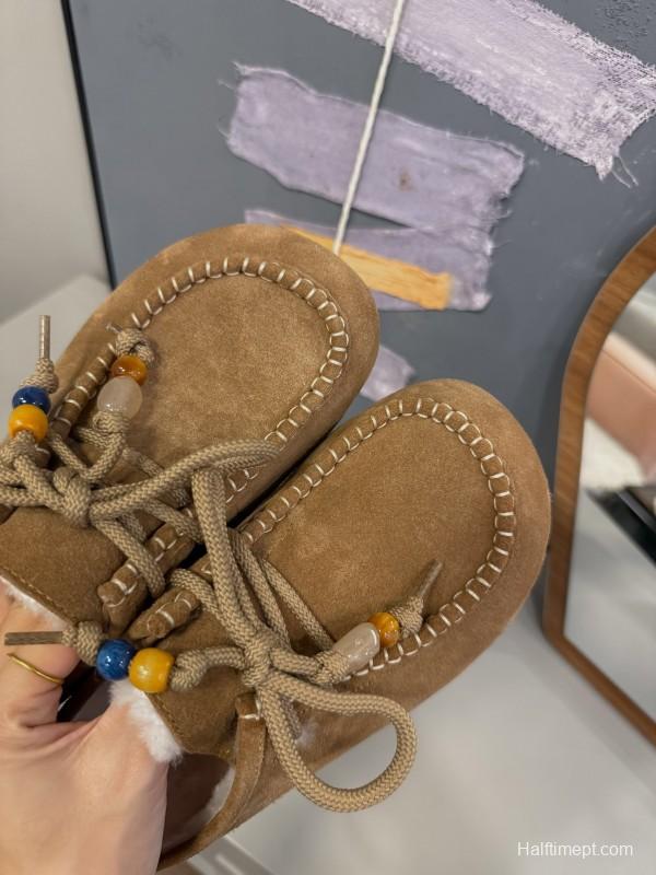 UGG 2025 Spring/Summer Collection Cozy Wool Slippers with Retro Buckle - KFY00240