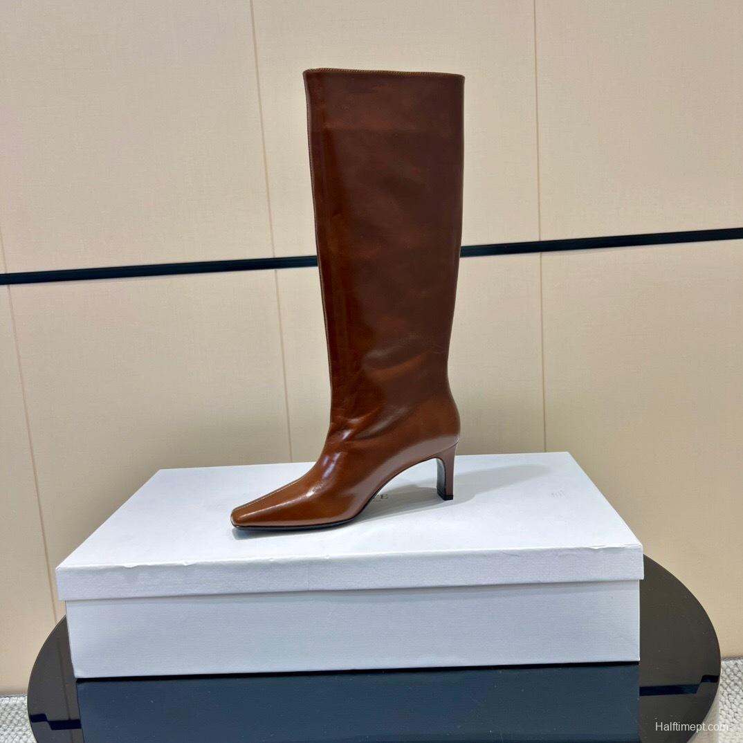 Khaite 2025 SS Square Toe Slip-On High Boots - KFY00490