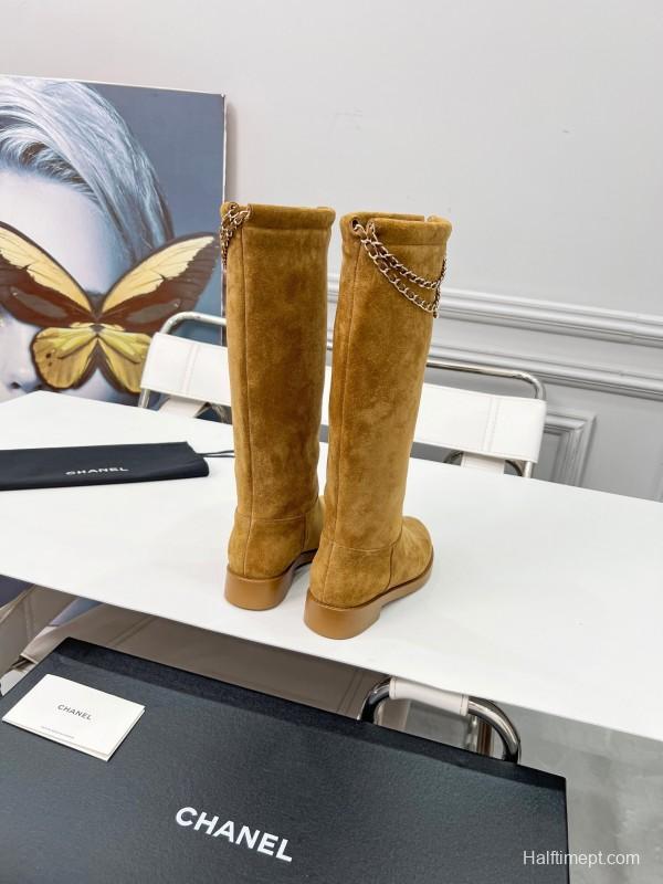 Chanel 2025/SS Quilted Leather Chain Four-Leaf Clover CC Flat Ankle Boots - LY00510