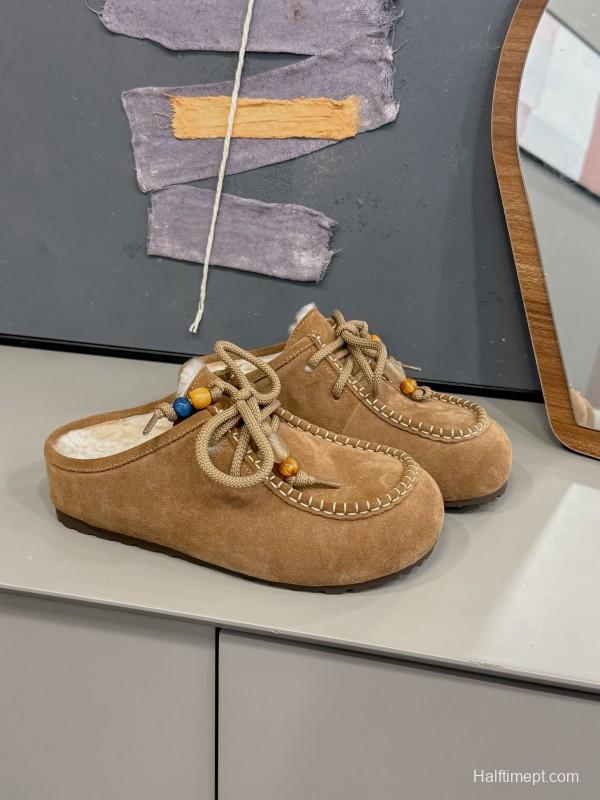 UGG 2025 Spring/Summer Collection Cozy Wool Slippers with Retro Buckle - KFY00240