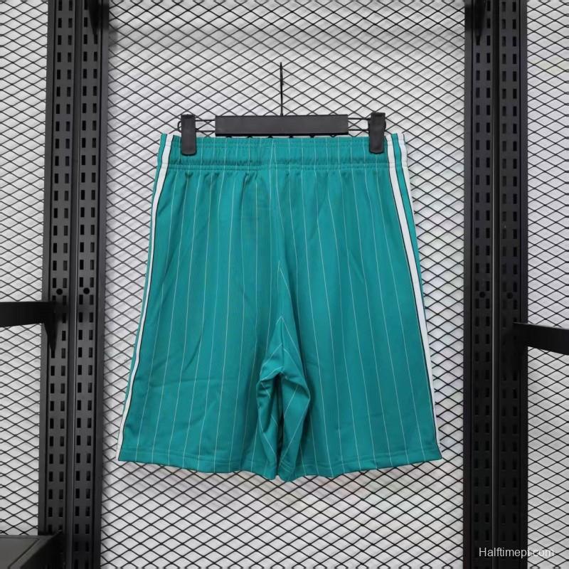 25/26 Liverpool Adidas Original Green with Teal Pinstripes Shorts
