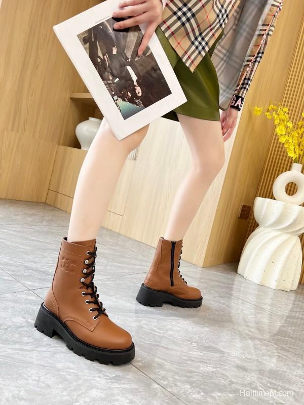 CELINE Triomphe Ankle Boots with 5cm Heel - L Y00340