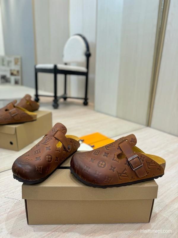 Louis Vuitton Louis Vuitton × BIRKENSTOCK Boston Closed-Toe Soft Sole Mule Slippers - KFY00300