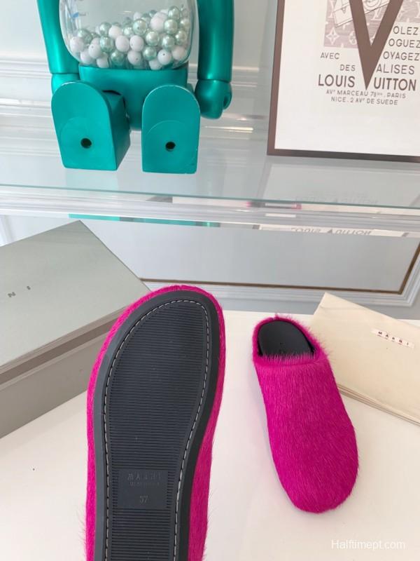 Marni 2025/SS Mule Shoes with Pony Hair Design - LY00