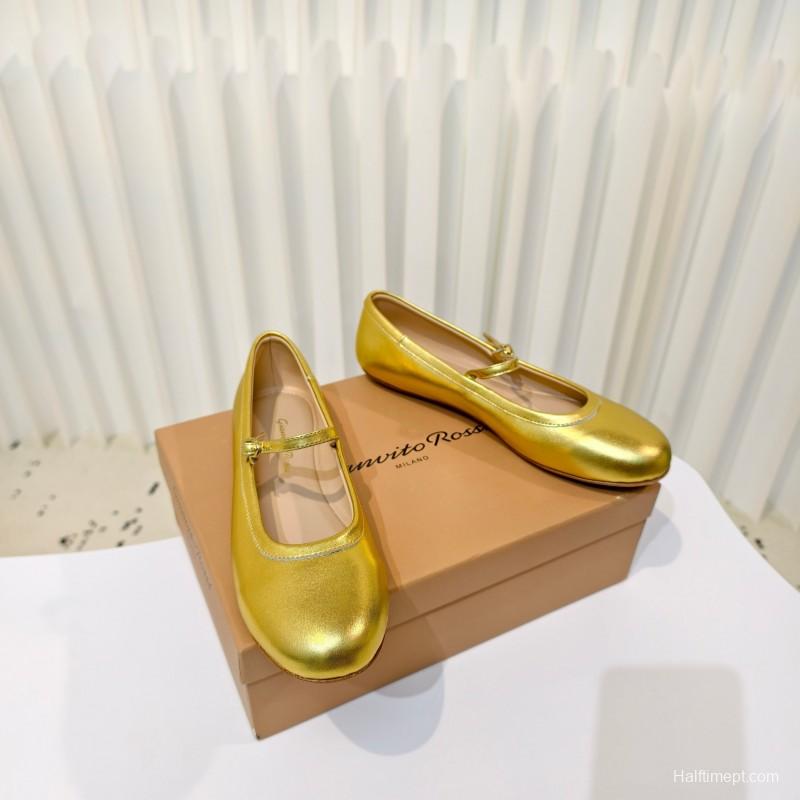 Gianvito Rossi Bohemian Style Flat Ballet Shoes with Simple Buckle Strap - LY00310