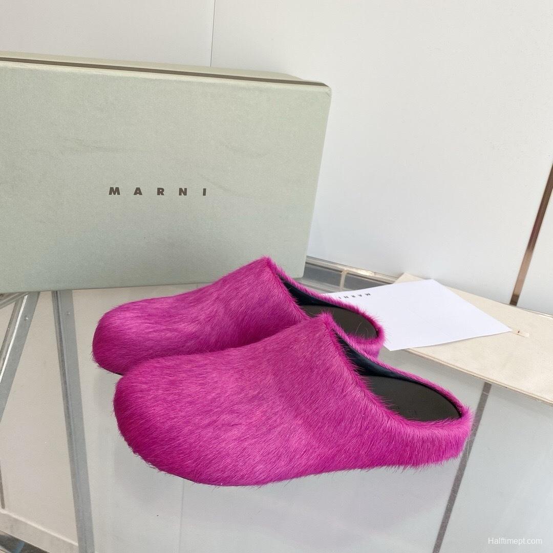 Marni 2025/SS Mule Shoes with Pony Hair Design - LY00