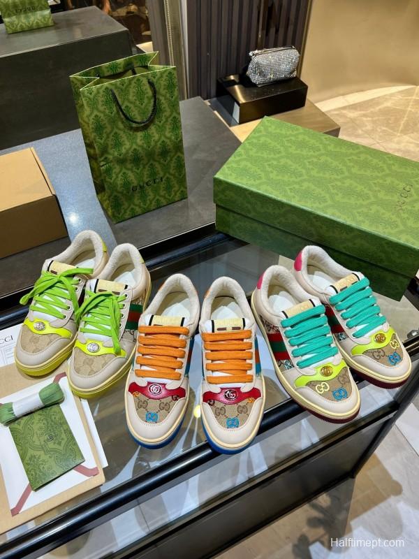 Gucci Distressed Sneakers 2025 SS Retro Design with Metal GG Logo - AS00270