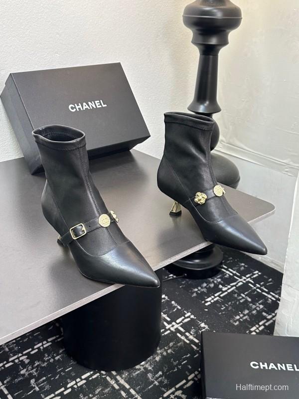 Chanel 2025/SS 24B Autumn Winter New High Heel Bow Sock Boots - LY00380