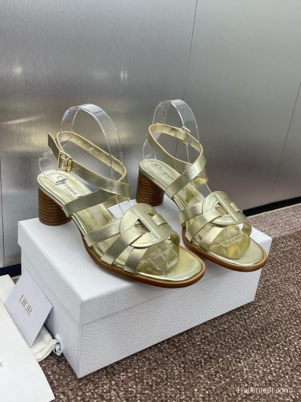 Dior D-Club Jelly Color Hollow Layered Cross Strap Mid Heel Women Shoes - KFY00290