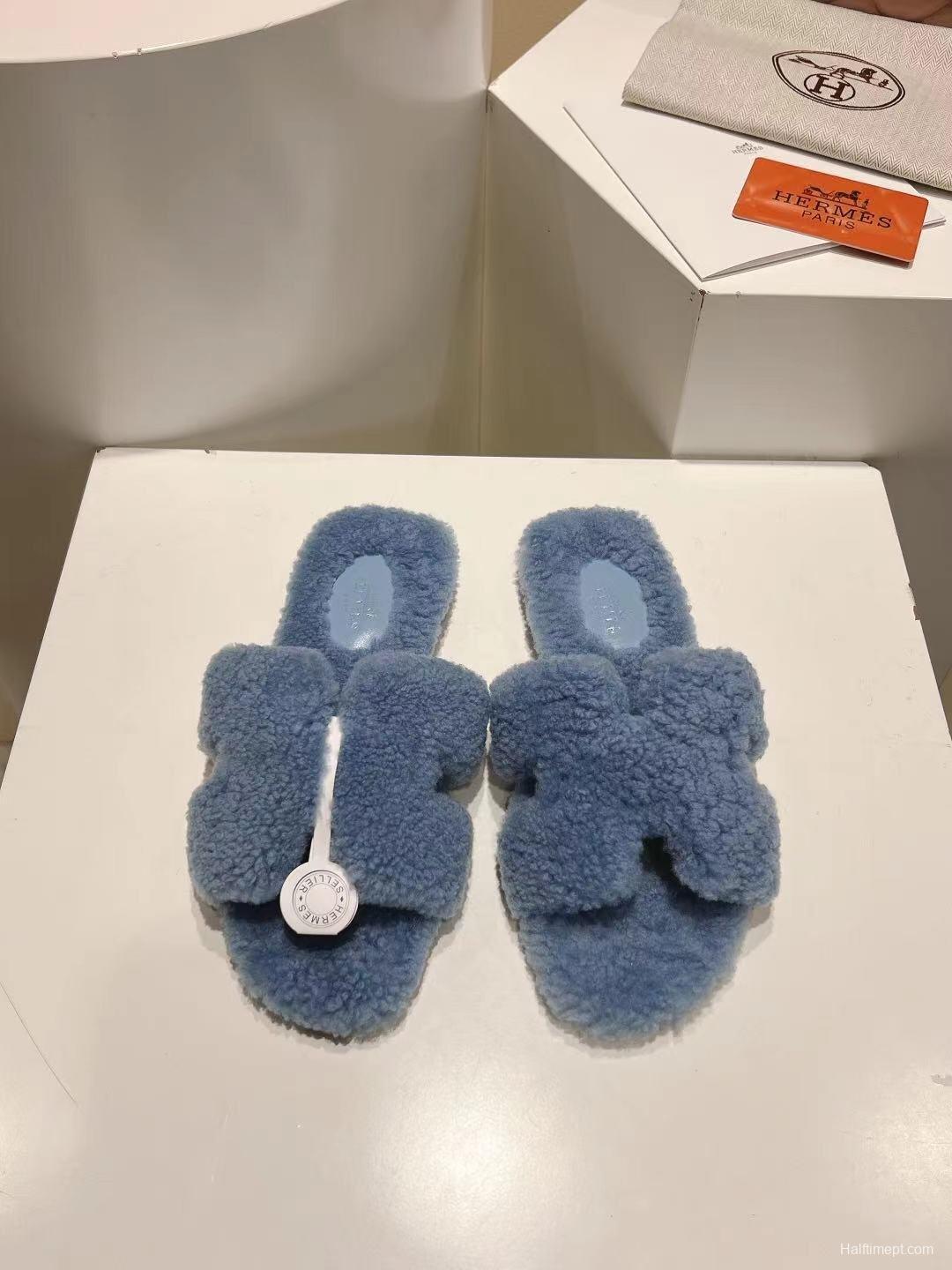 Hermès Teddy Wool Flat Slippers - LY00240