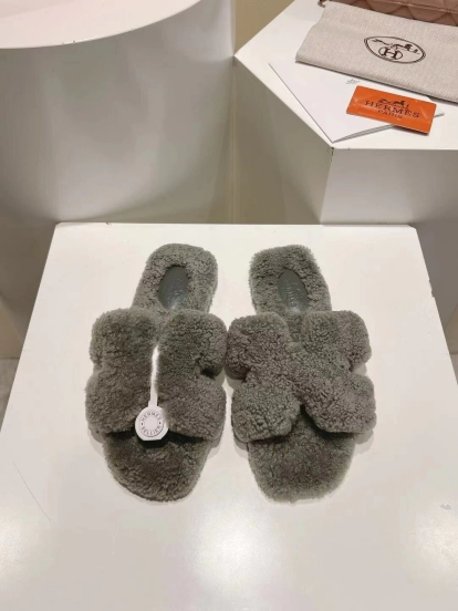Hermès Teddy Wool Flat Slippers - LY00240