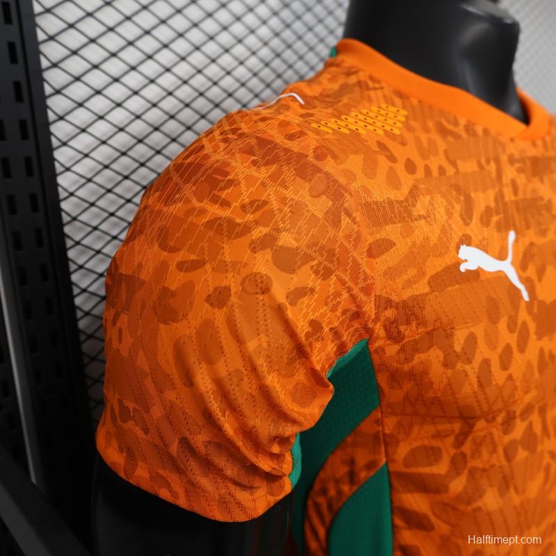 2026 Player Version Ivory Coast Orange with Leopard Pattern Jersey