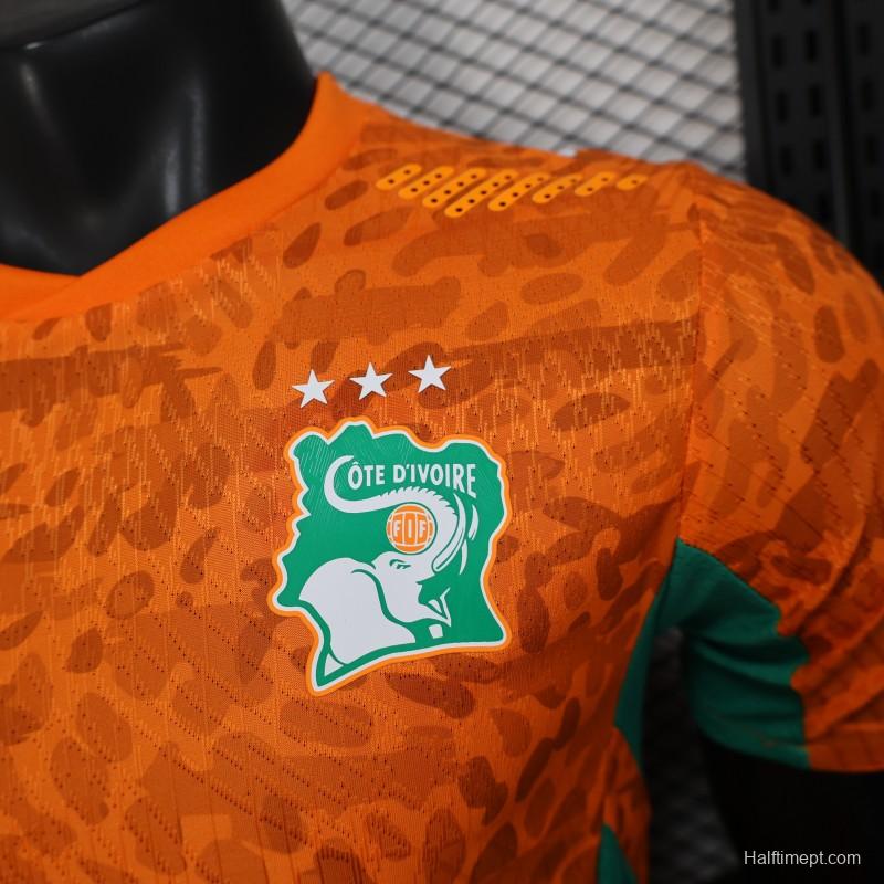 2026 Player Version Ivory Coast Orange with Leopard Pattern Jersey
