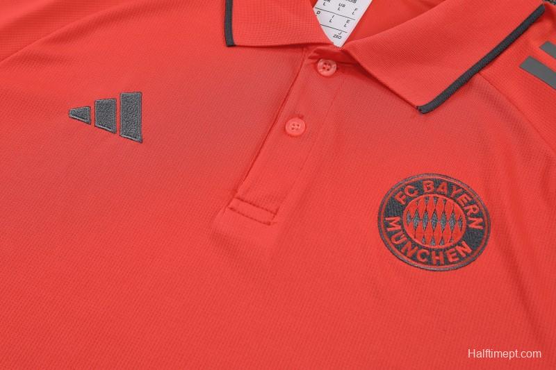 26/27  Bayern Munich Red Polo Training Shirt +Grey  Long Pants Tracksuit
