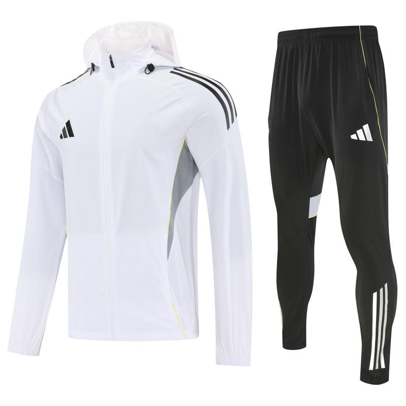 26/27 Adidas White Full Zipper Hooded Jacket Tracksuit + Long Pants