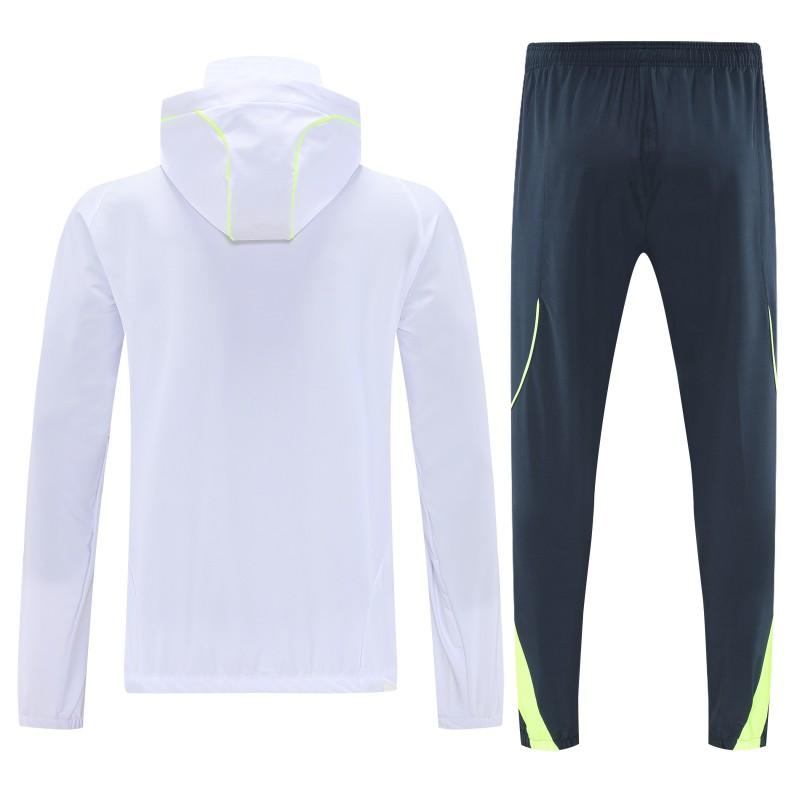 26/27 Adidas  White Full Zipper Hooded Jacket Tracksuit + Long Pants