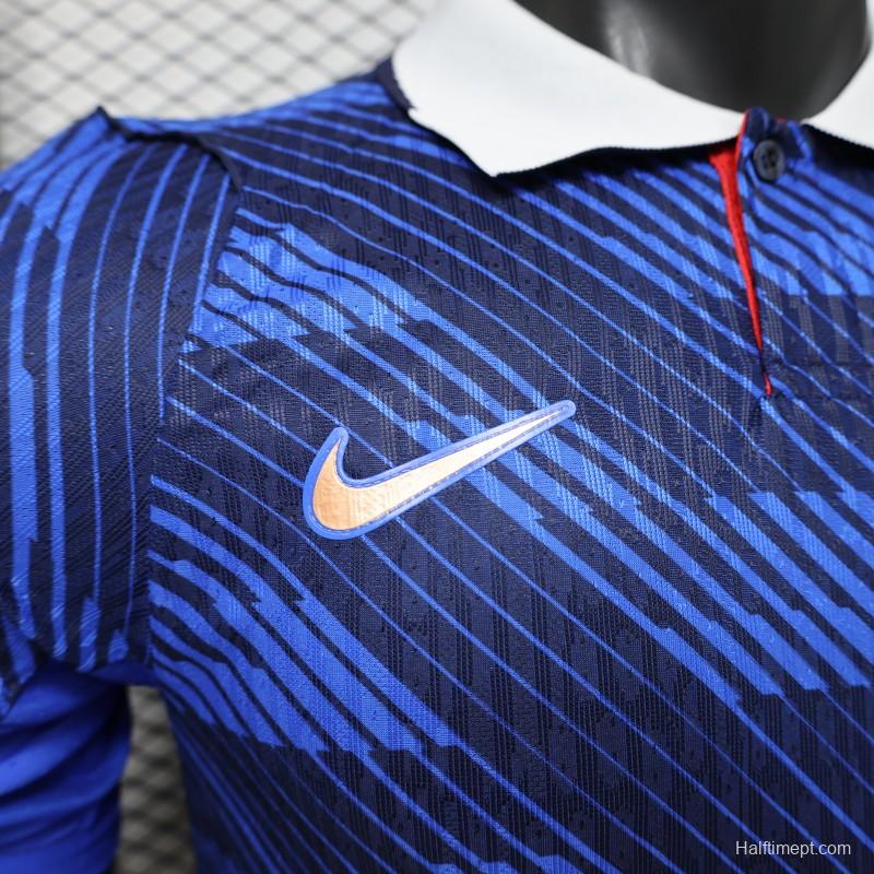 Player Version 2026 France Blue with Diagonal Stripe Pattern Special Edition Jersey