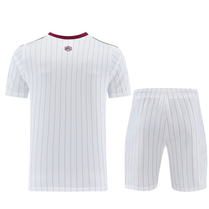 26/27 Arsenal  White Pinstripe Short Sleeve+Soccer Shorts