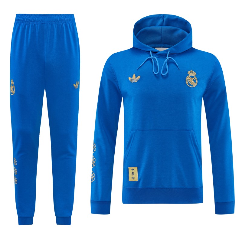 26/27 Real Madrid Royal Blue Pullover Hooded Tracksuit + Long Pants